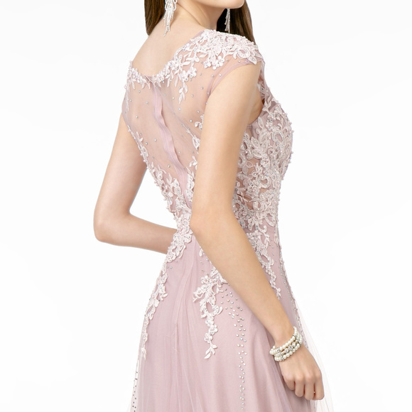 Mesh Scoop Neck Long Dress GSGL2886 - Picture 4 of 5